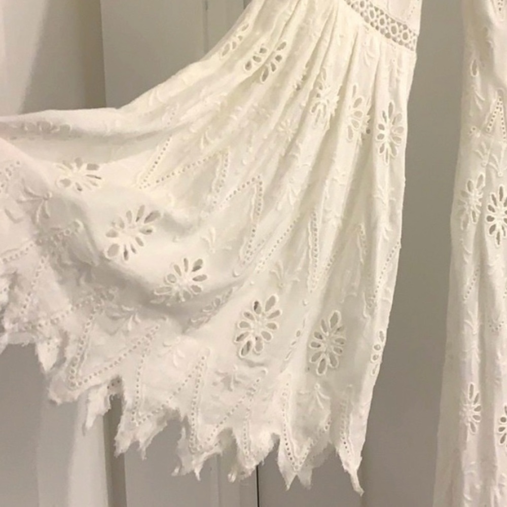 FREE PEOPLE Sweet Water Duster in Powder White Eyelet Long Kimono Jacket - NWT - Picture 7 of 16